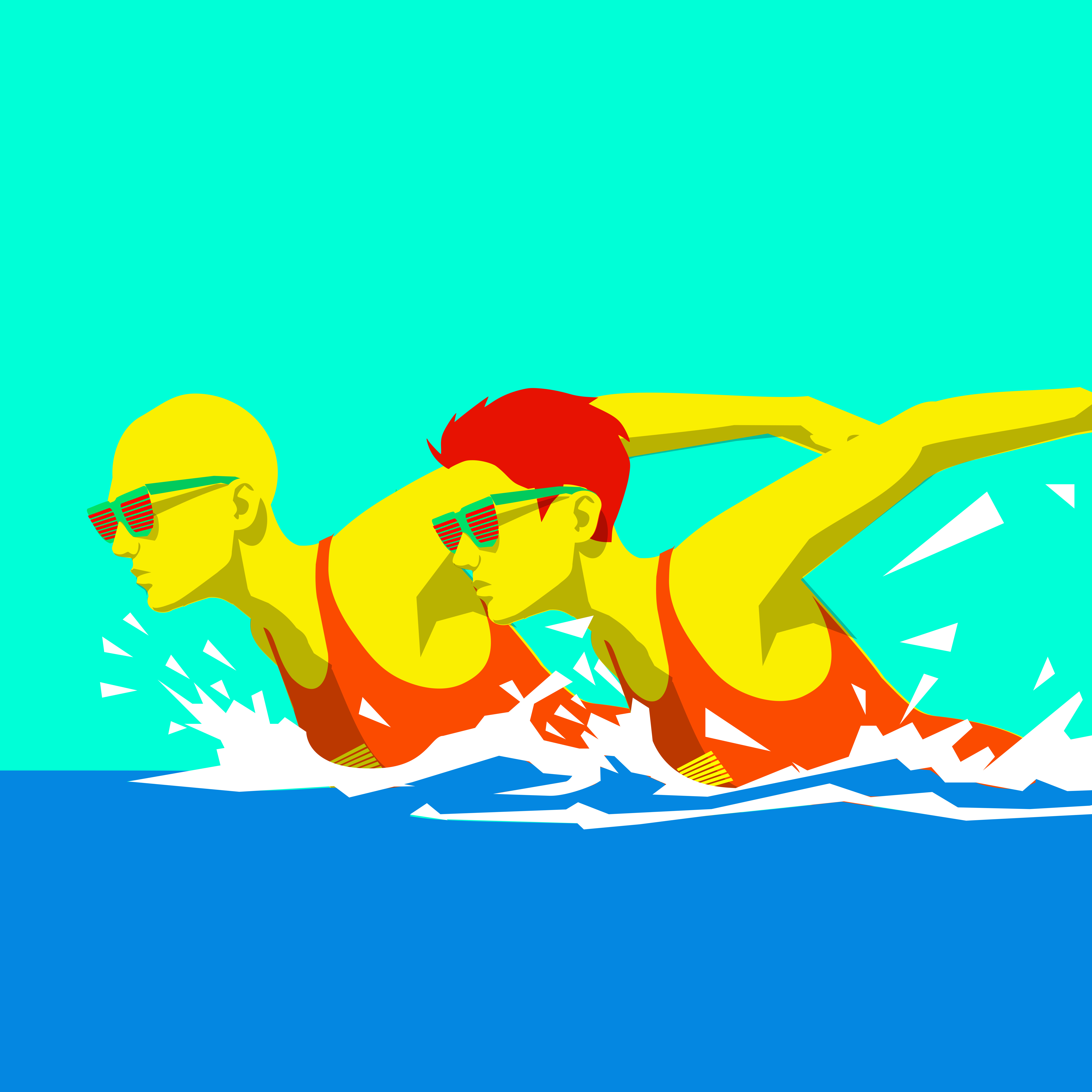 slap, slat, shift... cyan series doodle illustration shunte88 slap and slat swim vector
