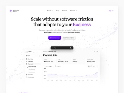 Duccy - B2B SaaS Landing Page b2b b2b platform business business to business clean layout digital product enterprise design interface design landing page modern ui product landing page saas saas design startup tech startup web web app web design website workflow platform