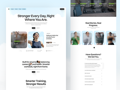 Vestra - Digital Workout Guide Landing Page beauty calories design fitness fitness landing page fitness training fitness website gym healthy home workout landing page minimalist trainer training website ui web web design website wellness workout