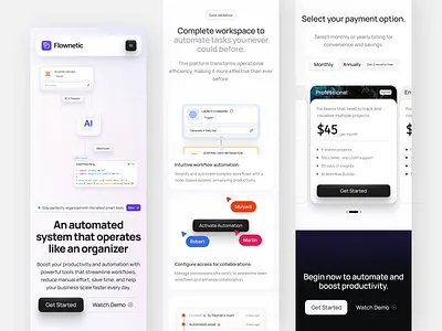 Responsive Automation SaaS Landing Page ai workflow automation automation platform cansaas clean design interface minimal design modern product design responsive responsive landing page responsive mobile saas saas landing page ui ux web design workflow automation workflow builder