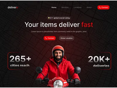 Delivero – Fast Delivery Service Landing Page UI ( Hero ) delivery app ui landing page design modern ui design ui