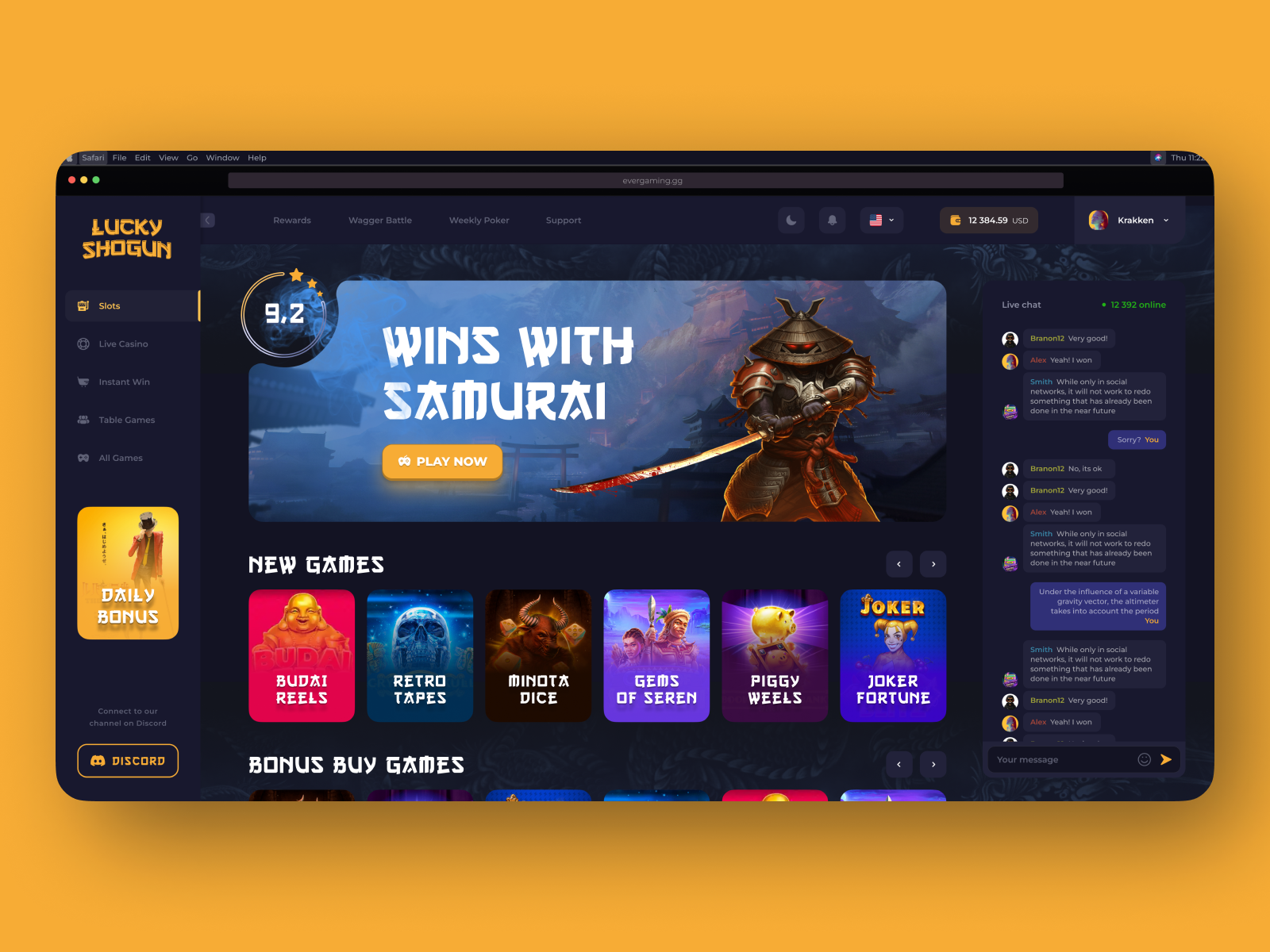 Lucky Shogun - Samurai-Themed Casino UI with Japan Aesthetic