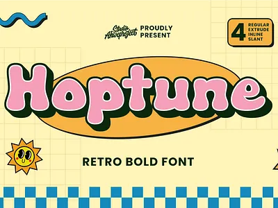 Hoptune - Retro Bold Font 70s font 90s font bold font bubble font cartoon font colorful font comic font cute font display font fun font funky font groovy font headline font kids font layered font playful font retro font rounded font throwback font vintage font