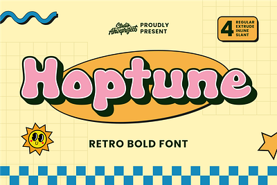 Hoptune - Retro Bold Font 70s font 90s font bold font bubble font cartoon font colorful font comic font cute font display font fun font funky font groovy font headline font kids font layered font playful font retro font rounded font throwback font vintage font