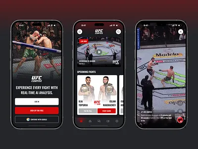 UFC Cortex - AI Sport Streaming App Concept ai ai sport app branding clean concept cortex design graphic design illustration jh simple sport streaming streaming app ufc ufc cortex ui ux website