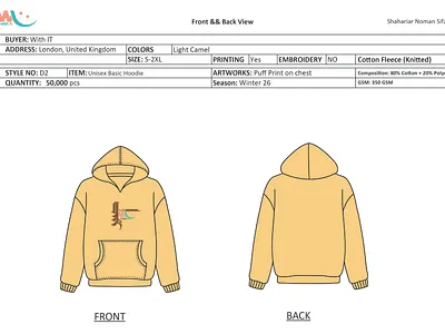 Basic Hoodie Tech Pack – Production-Ready Specification Guide apparel specification construction details fabric specs factory communication fleece hoodie garment development hoodie tech pack industrial standard measurement sheet pattern accuracy print mapping production ready file