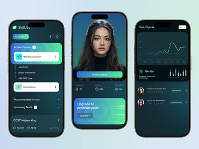 SkillJet – Smart Course & Progress Tracker Mobile App app design course app edtech design education app education saas design language learning app learning app learning management system mobile app mobile app design modern learning ui online class online course online education online education app pastel ui progress tracker skill learning app student app studentdashboard