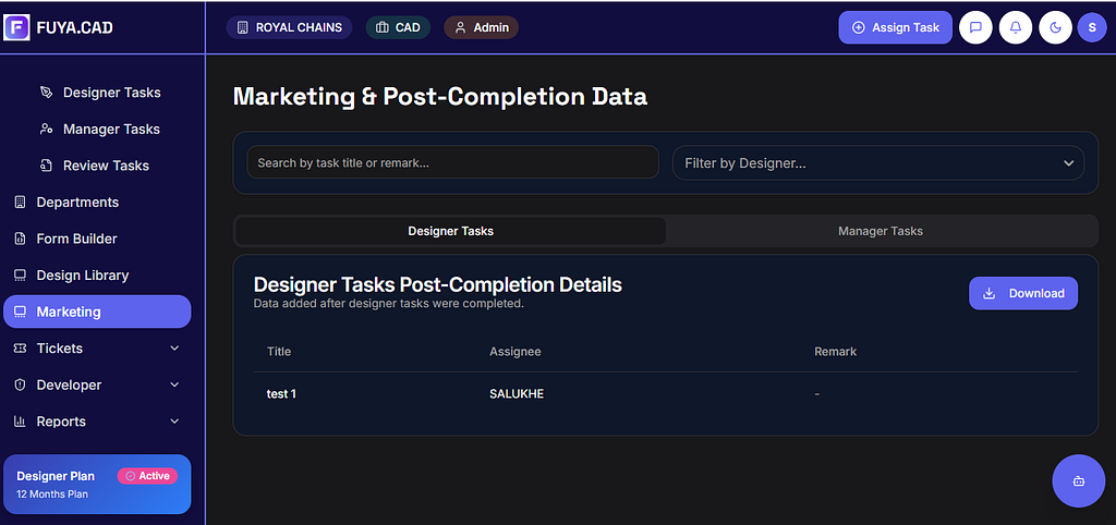FUYA.CAD — CAD Performance & Workflow Management System screenshot
