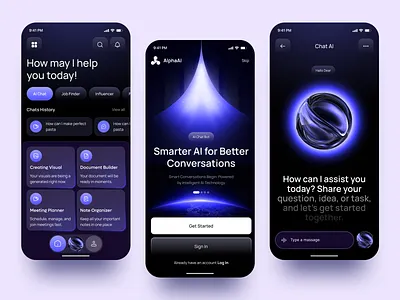 Smart Assistant Mobile App UI/UX Design ai app artificial intelligence assistant chat clean conversation dashboard design gpt hawl interface mobile product saas smart ai ui ux