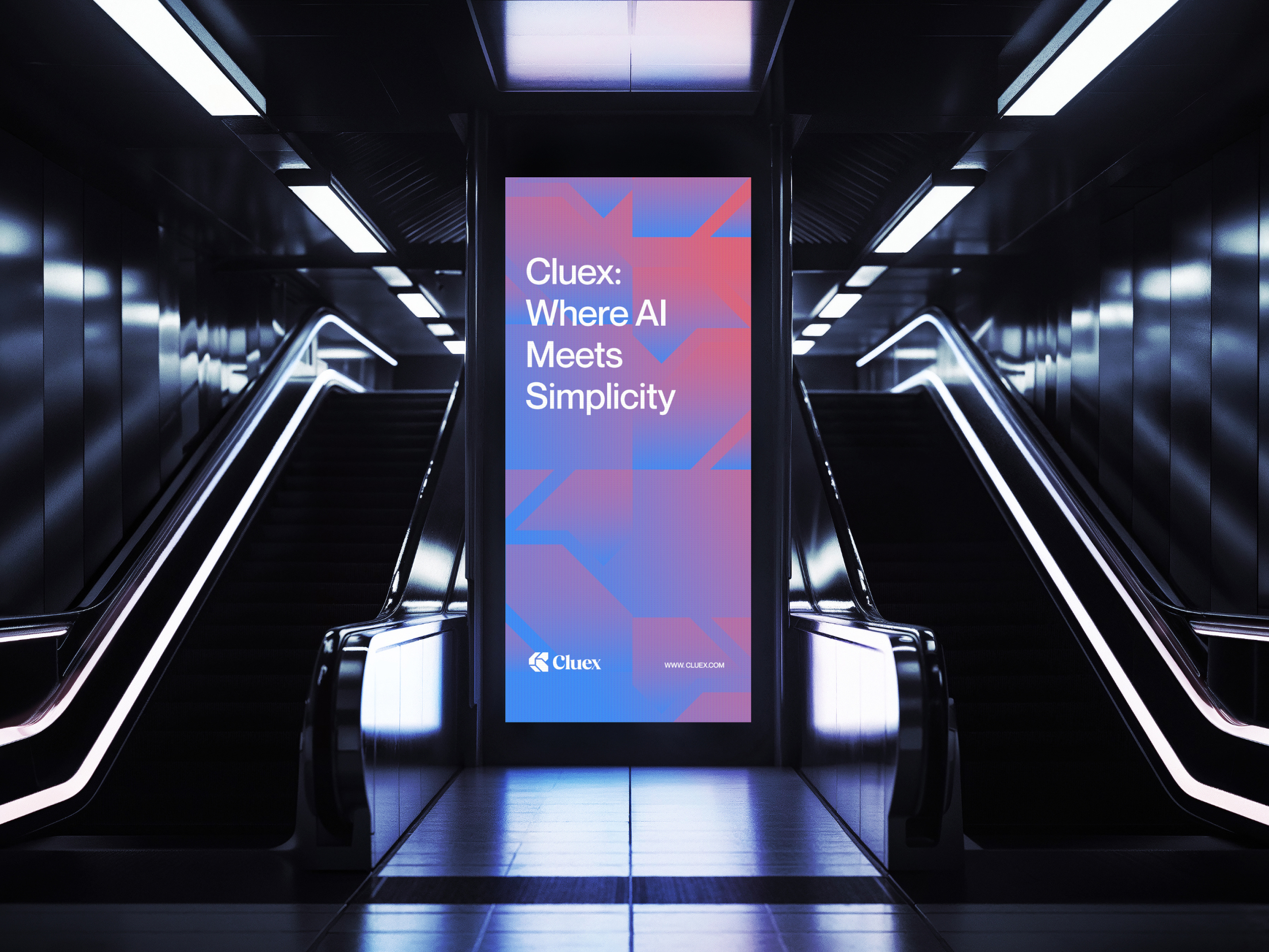 Cluex – Branding for SaaS Tech Startup ai tech identity branding cluex branding corporate identity employee branding focotik futuristic logo id card design identity logo design modern tech office branding saas branding saas design saas poster design startup branding