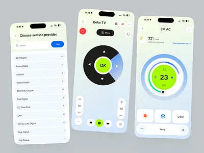 Smart Remote – Mobile App UI Design air air conditioner app design minimaldesign mobile mobile app mobile app design mobile app ui mobile ui design remote smart app smart home smartacremote smartcontrols tv universal