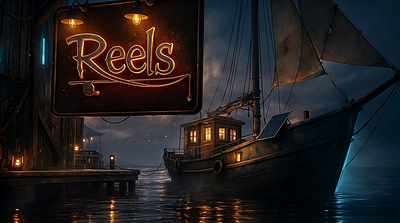 Reels Bar & Grill apocalypse branding game concept graphic design logo pirates restaurant vector water