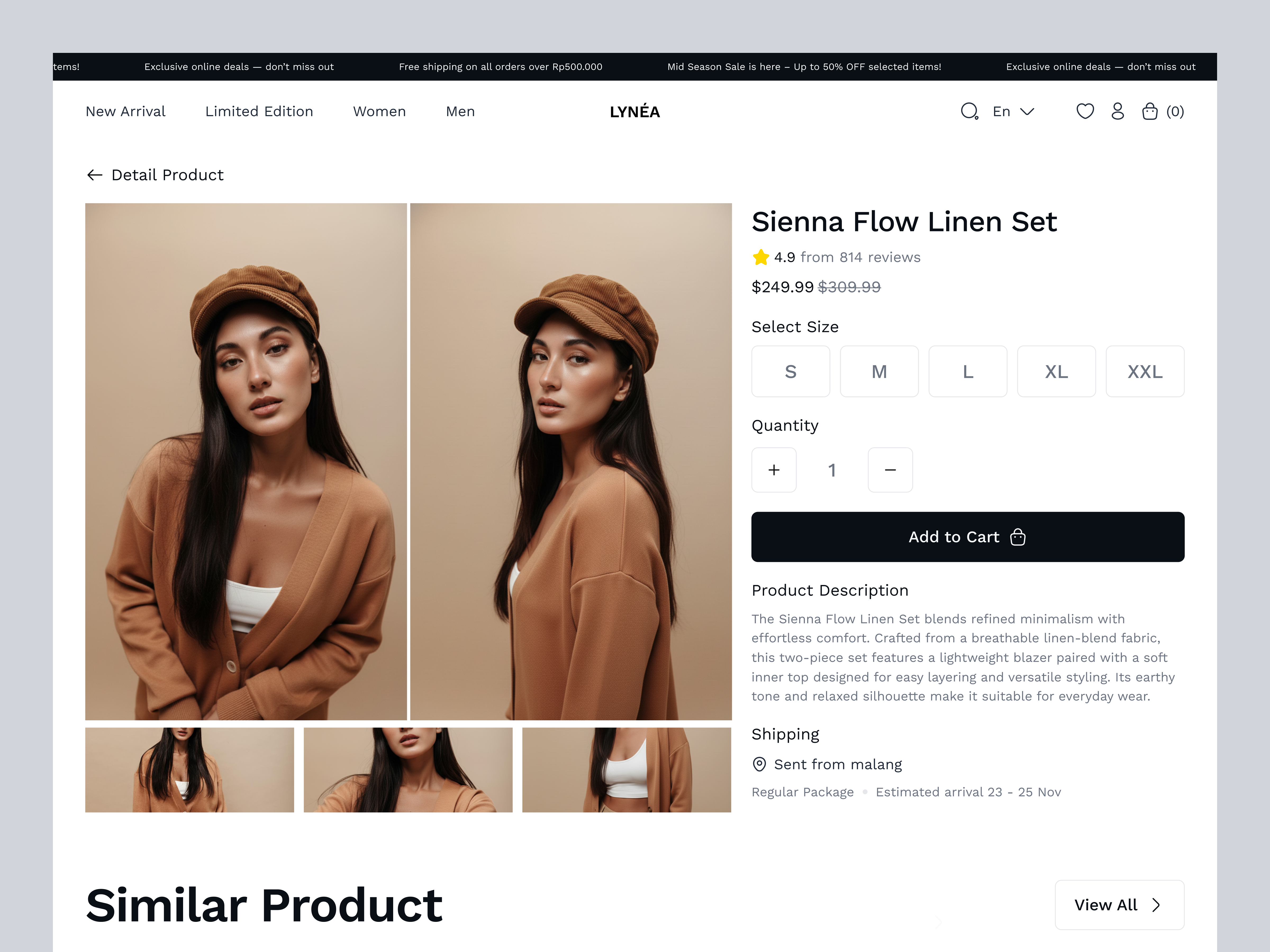 LYNÉA — Minimal Luxury Product Page Experience clothing brand design e commerce e commerce website fashion landing page minimalist modern design online shop online store product design product website saas ui uidesign uiux ux uxdesign web design website