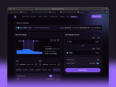 Crypto Liquidity Page ai dashboard crypto dashboard crypto graph crypto liquidity page crypto trend crypto vaults cryptocurrency cryptocurrency swap dashboard saas vaults web app web3