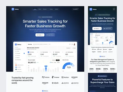 CRM SaaS Landing Page Design business crm crm saas customer relationship management design figma template figma uiux landing page design saas landing page saas web app sajibur design sales crm ui web design website design