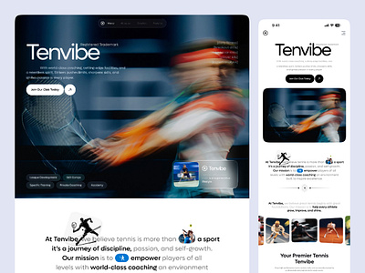 Tenvibe - Tennis Club Website Design club coach home page landing page sport sports sports website sports website design tennis tennis club tennis club website tennis landing page tennis sport website tennis training platform training ui web design web page website website design