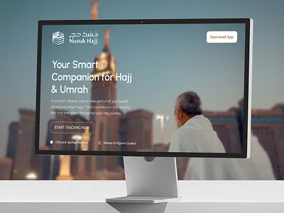 Hajj & Umrah Digital Guide – Hero Section Design concept design hajj guide health tracker hero section islamic app landing page uiux umrah guide ux web design website