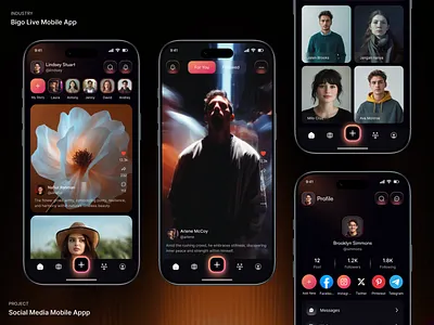Social Media Mobile App app design bigo live chat chat app chat ui clean dribbble los media messaging platform mobile app mobile design profile page social social media social media mobile