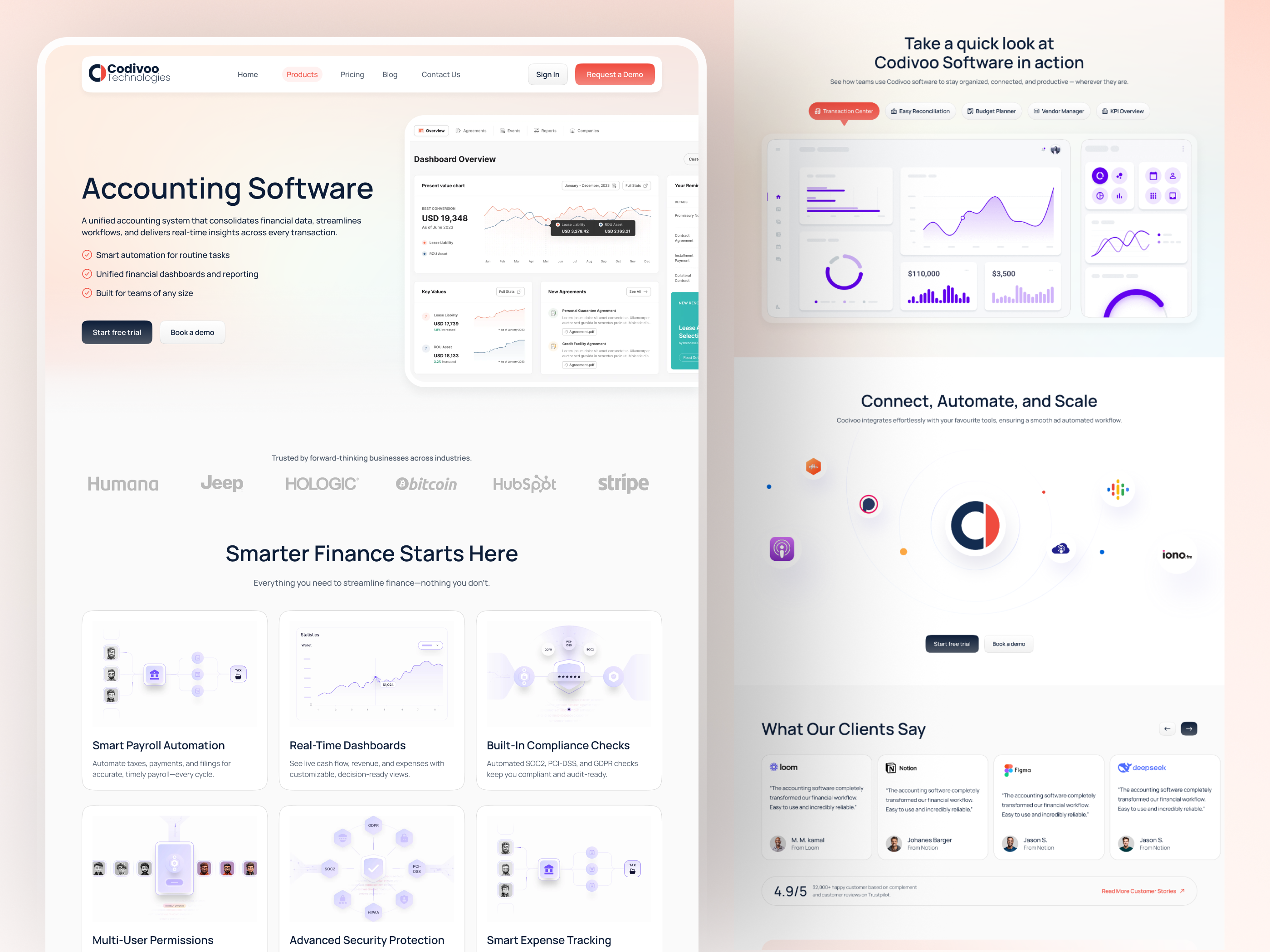 Accounting SaaS Product Page UI account software b2b saas clean ui finance dashboard fintech ui homepage design product details page saas saas landing page saas product saas product page saas website software landing page ui ui design ux ui web app web design