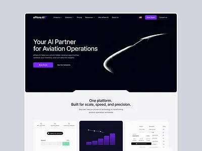 Website for an AI aviation operations platform ai animation aviation development outcrowd saas ui ux uxui web design web platform webflow website