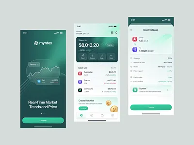 Myntex - Decentralized Finance (DeFi) Mobile App animation assets b2b clean cryptocurrency dapps defi dipa inhouse investment liquid glass minimal mobile mobile app modern product design saas startup stock ui design uiux