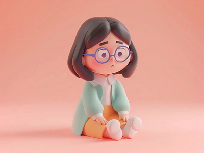 3D cartoon sad girl character| 3D cartoon motion graphic 3d 3d motion 3d render animation blender branding cartoon gerdoo girl graphic design illustration motion graphics portrait sad sad girl