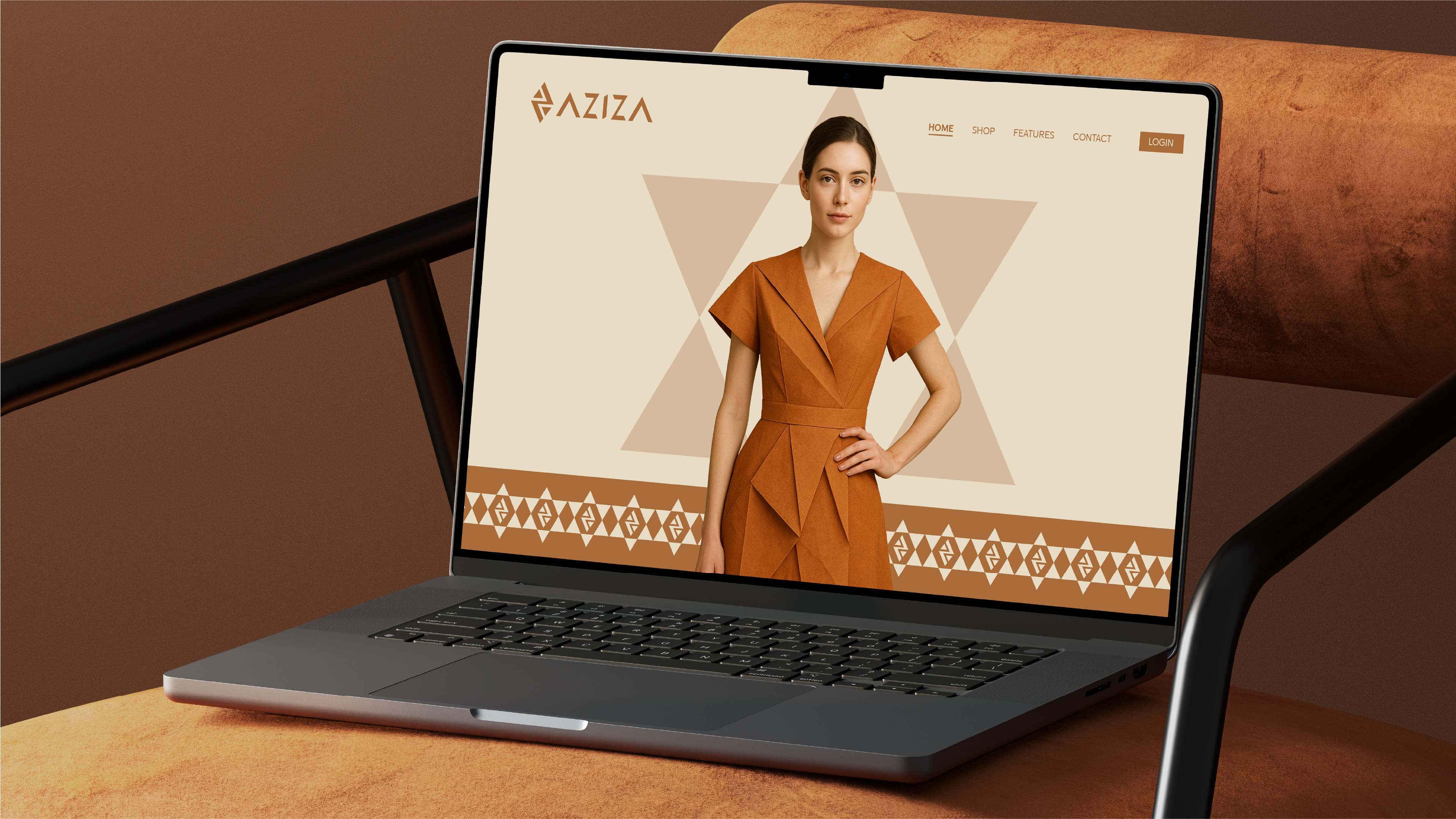Aziza - Origami Fashion & Apparel Brand Identity Design abstract apparel architectural brand identity clothing line custom typography elegant fashion branding fashion logo geometric high end lettermark logo design luxury minimalist modern logo monogram origami pattern design visual identity