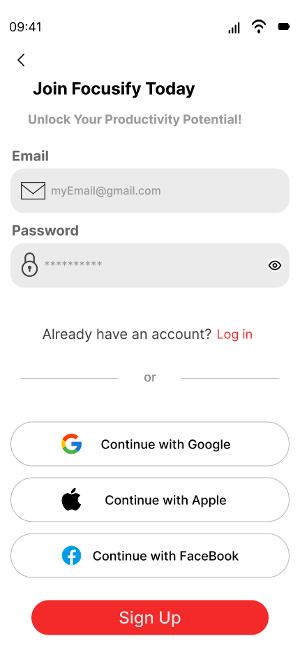 This is a Sign Up page for a time management app. graphic design illustration typography ui ux