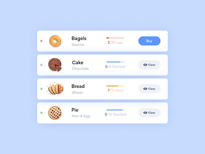 Tiny UI Two bakery blue design graphic grocery inventory listing management shop stock supermarket ui ux web