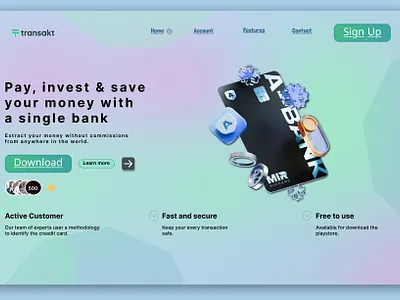 Money Transaction website 3d animation branding graphic design logo motion graphics ui