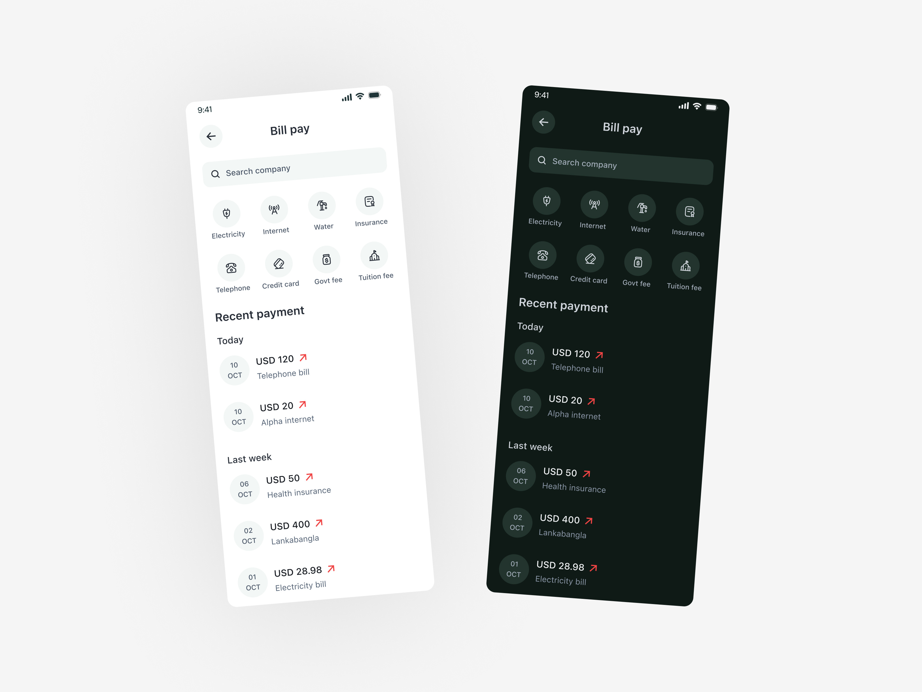 Finance - Bill payment UI app design banking bill payment finance fintech internet banking mobile app ui mobile banking payment