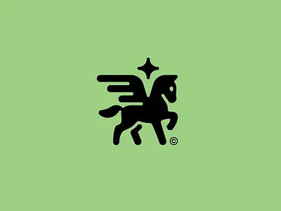Mythic Flyer bold branding design graphic design horse illustration logo logotype monogram pegasus simple star