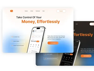 Finova, Website Hero Section appui designcollaboration fintech landingpage lightanddarkmode mobileappdesign modernui productdesign uiinspiration uiuxdesign uxdesign