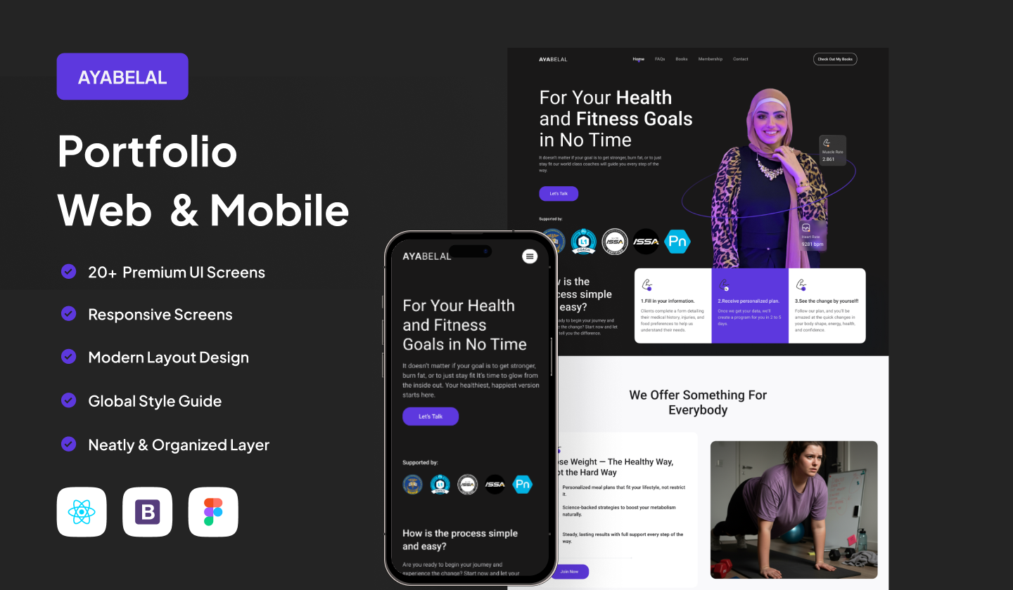 Fitness Portfolio (Responsive & Coded) app appdesign coded design figma fitness portfolio responsive ui