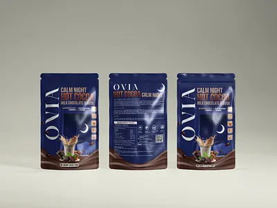 Calm Night Hot Cocoa | Premium Pouch Packaging Design label label packaging packagedesign packaging packaging design packagingdesign pouch packaging pouch packaging design product packaging web design