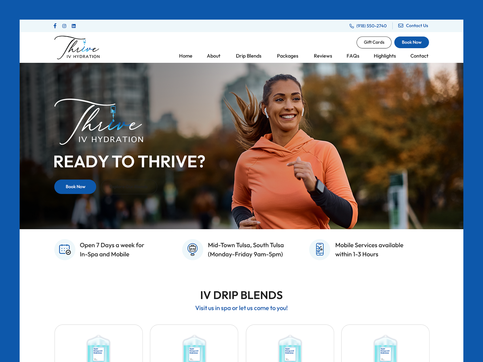 Thrive IV Hydration // Web Design fluid health iv drip iv hydration therapy vitamin web design wellness