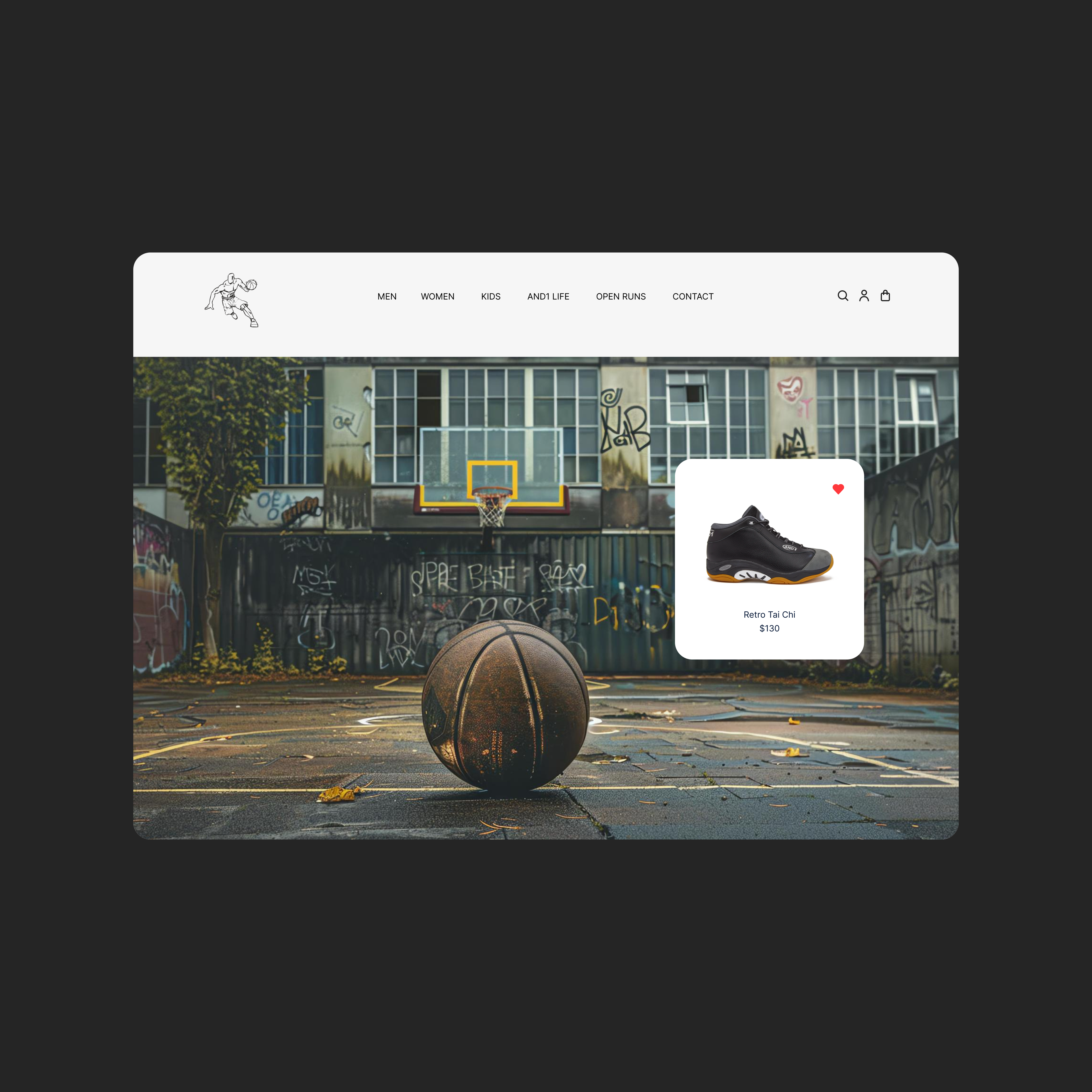 Example of Basketball Shoe Company - Homepage