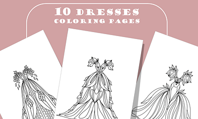 Fantasy Dresses ball coloring design dress fashion illustration page princess