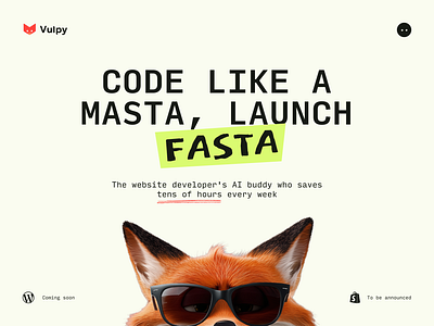 Vulpy Project / Main Hero ai tool branding clean ui dashboard design system developer tool hero section interface landing page minimal design modern ui product design saas design startup typography ui design ux design vulpy web app web design