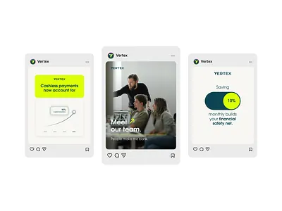 Vertex - Fintech Social Media Posts Pack bank services banking socials blockchain corporate fintech branding assets fintech posts marketing marketing assets marketing post modern banking payments posts saas smm social media social media pack social media template social posts wallet web3 brand