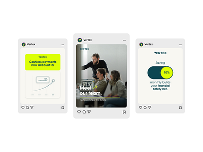 Vertex - Fintech Social Media Posts Pack bank services banking socials blockchain corporate fintech branding assets fintech posts marketing marketing assets marketing post modern banking payments posts saas smm social media social media pack social media template social posts wallet web3 brand