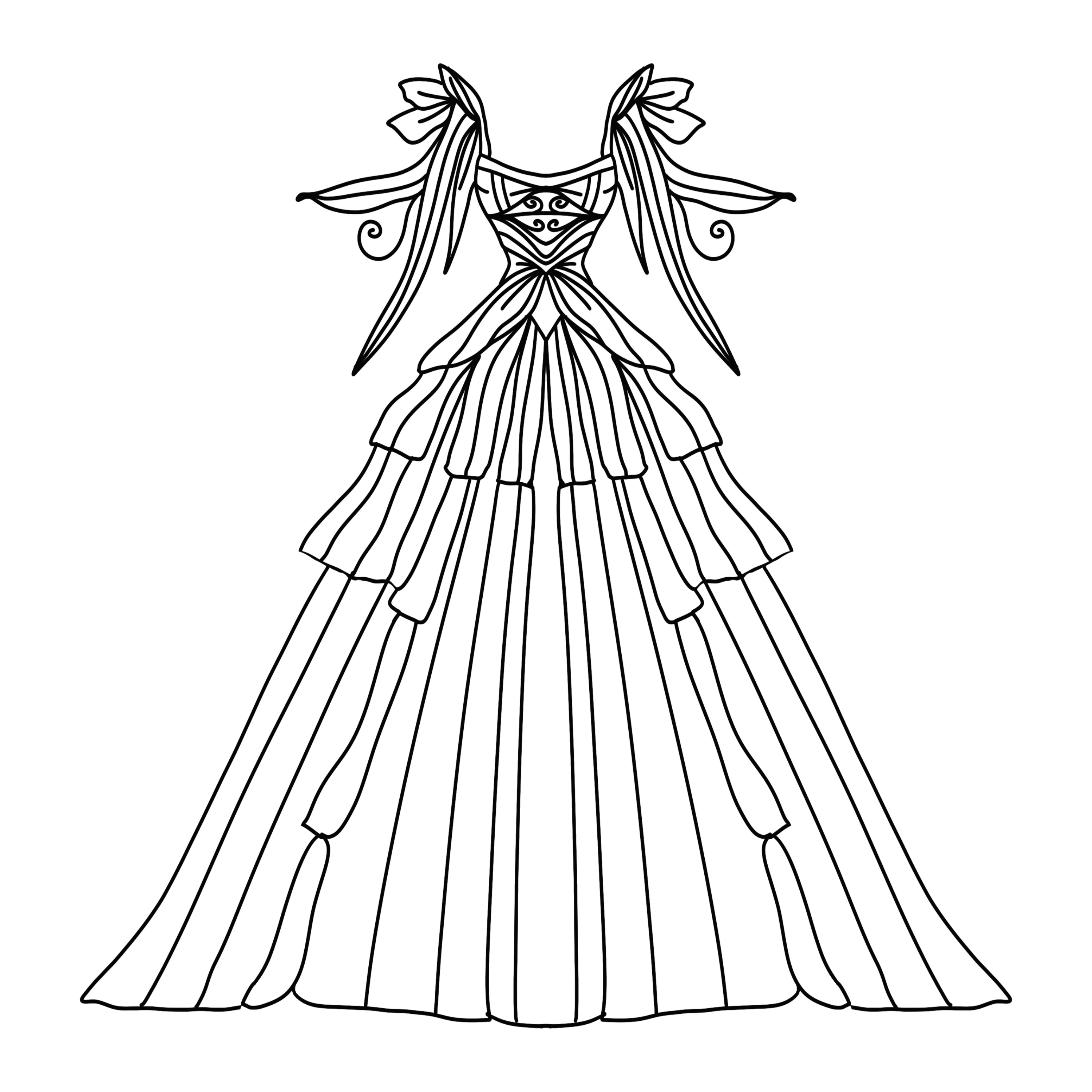 Barbie In A Beautiful Dress Coloring Page