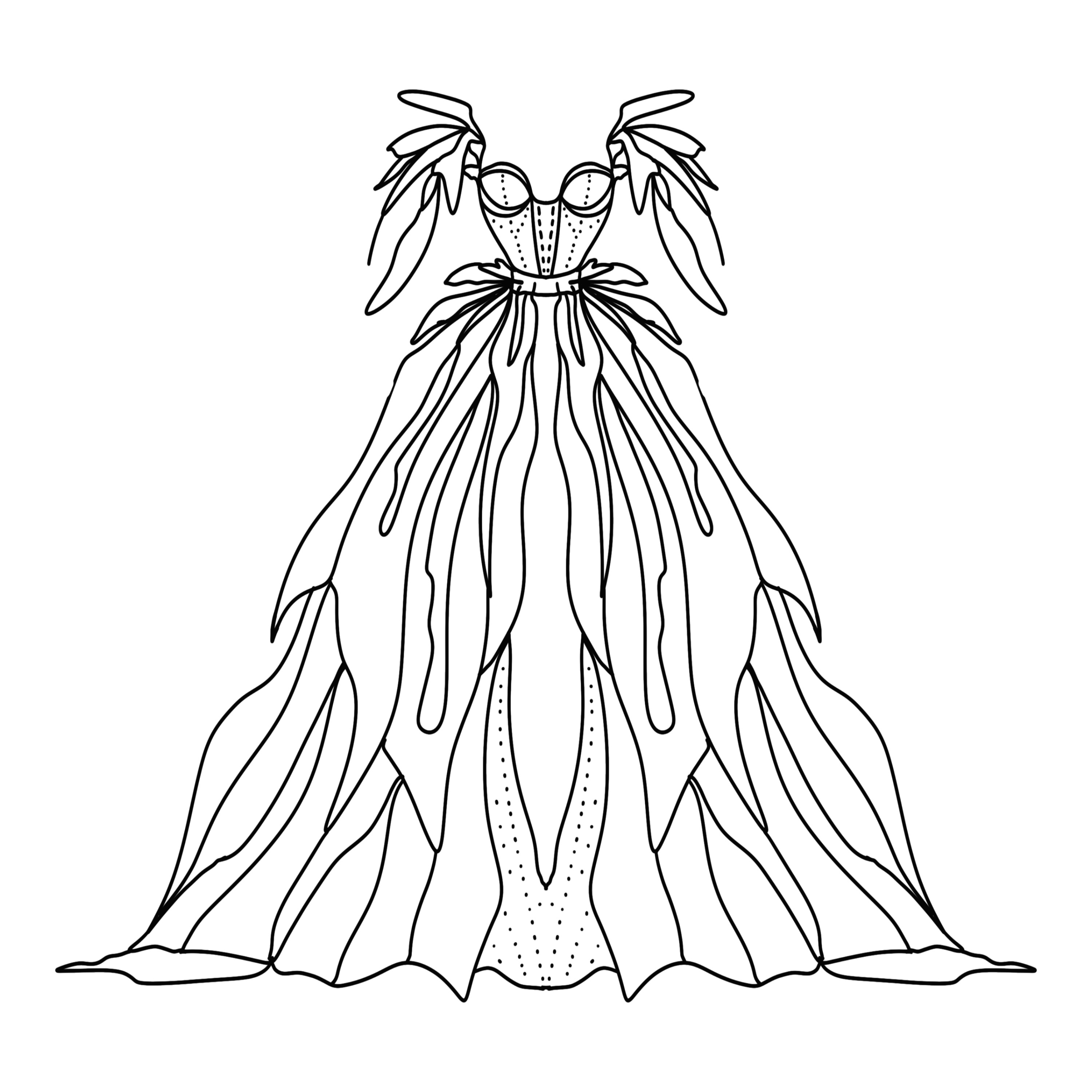 Fantasy Dresses Coloring Pages - Grand Ball by Anastasia Trofimova on  Dribbble