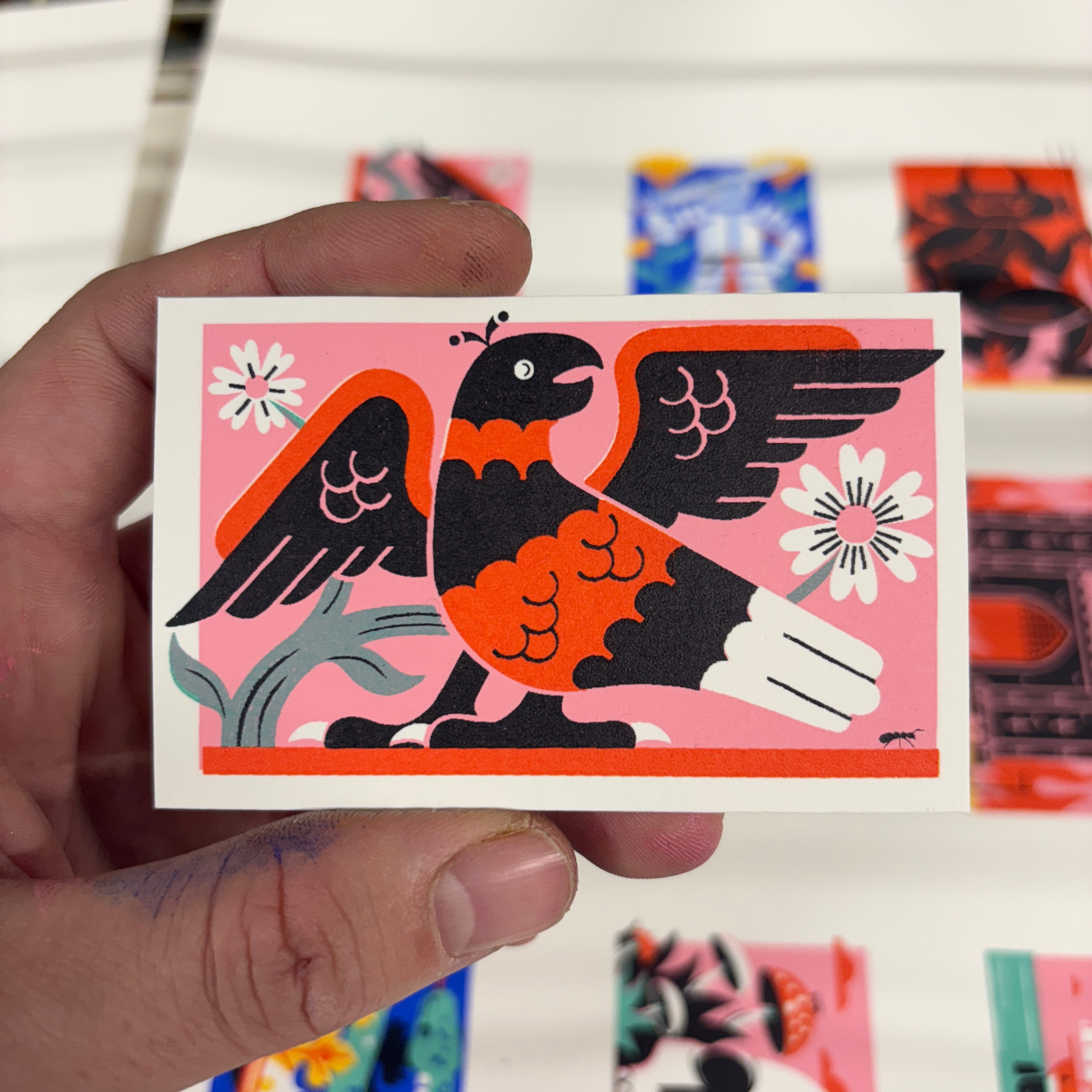 Bird Mini Screen Print colour design editorial illustration illustration print print making screen print