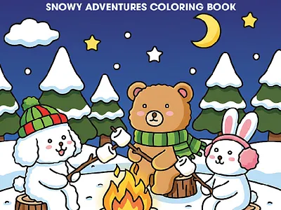 Cozy winter Coloring book for Adults & Teens adobe illustrator adult coloring page animal fun coloring animal line art coloring page cozy winter graphic design kdp coloring book line art teen coloring page