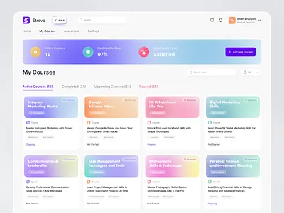 Streva Online Course Platform ai tutor application class course e learning education online class online course online exam skills tutorial video class web application