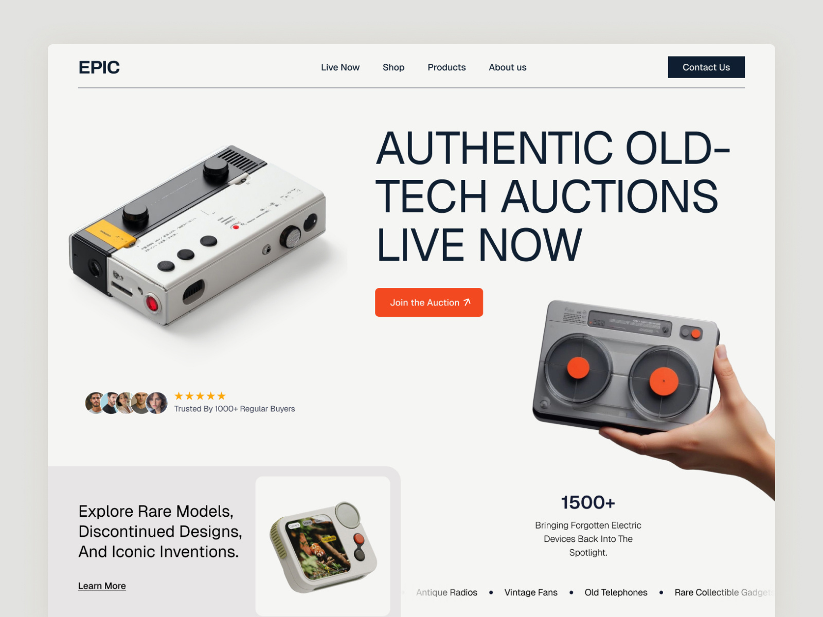 Timeless Goods, Modern Auction Experience app auction auction website branding development ecommerce development ecommerce landing page ecommerce website epic hero section landing page live auction website logo design shopping techwitpro web uiux website hero section wordpress
