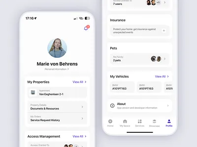 PropTech App ✦ Profile app design card ios minimal design profile proptech real estate tech tab bar
