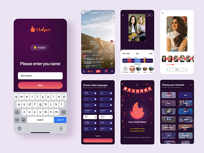 Chingari - Short Video App android app app design app ui app ui design ios app mobile app design tiktok ui user interface design