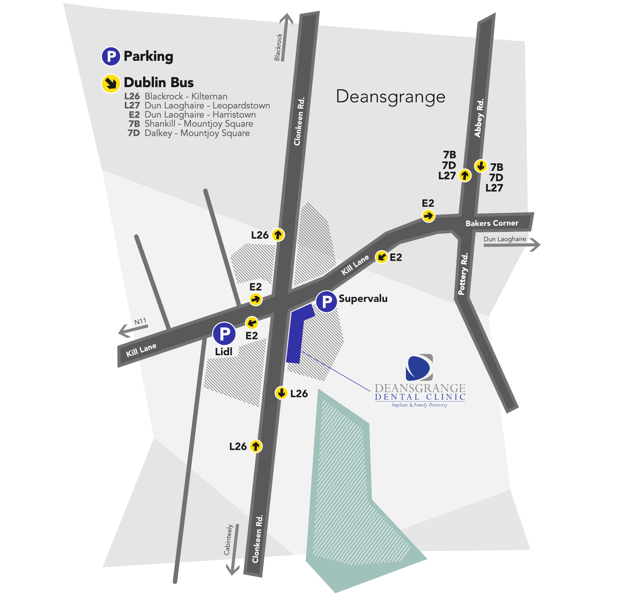 Deansgrange Travel Map branding commute destination graphic design illustration location map roadmap roads route transport travel ui